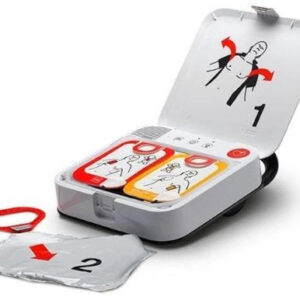 LIFEPAK CR2 defibrillator with front cover open